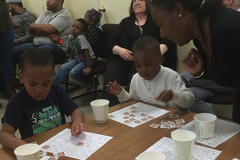 Children working on homework