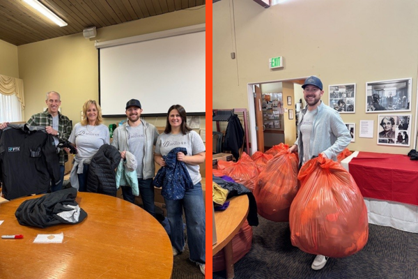 Side by side photos of The Burnsteads volunteering at YWCA's Phillis Wheatley branch